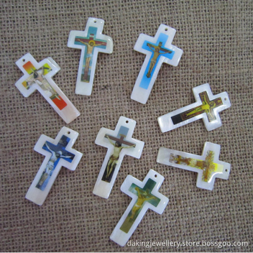 Big Shell Pearl Cross Pendant, Mother of Pearl Cross